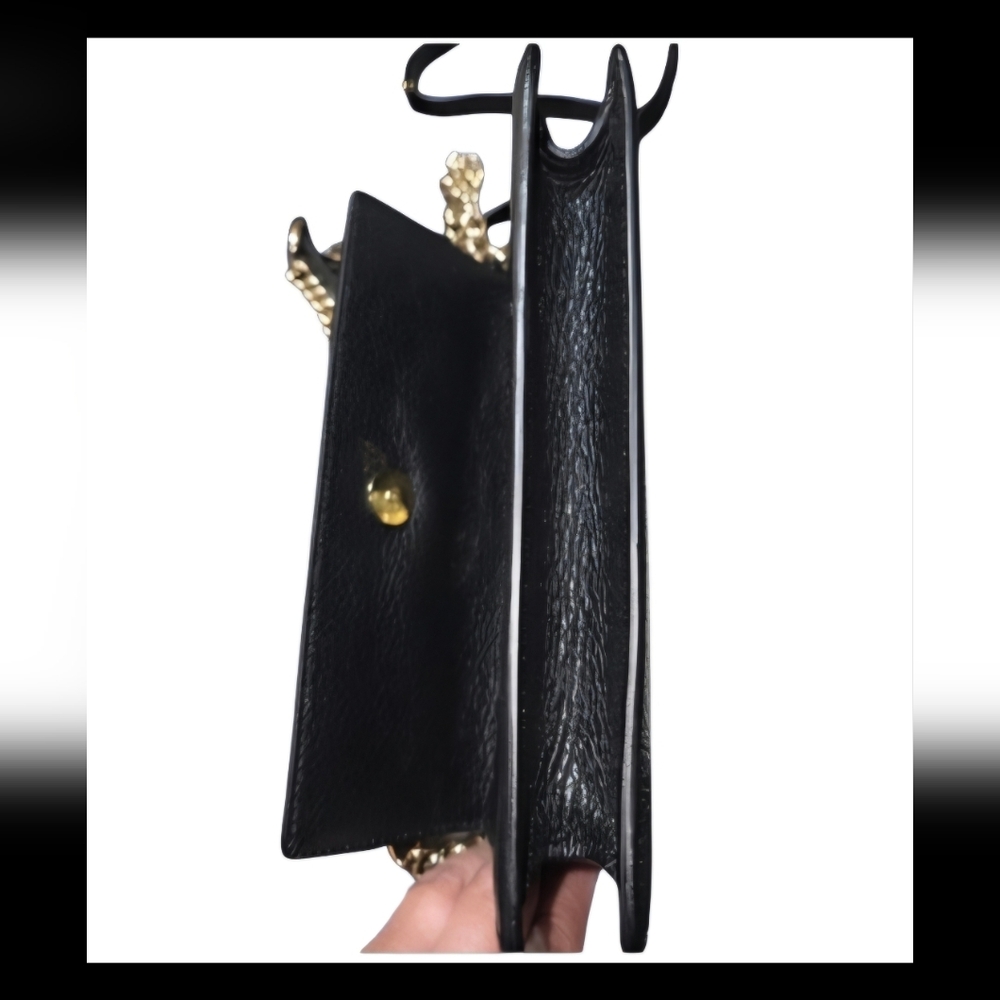 🔥Pinko Alicante Pattina Italian Leather Crossbody Bag Black w/Gold Accents EUC - Picture 8 of 11